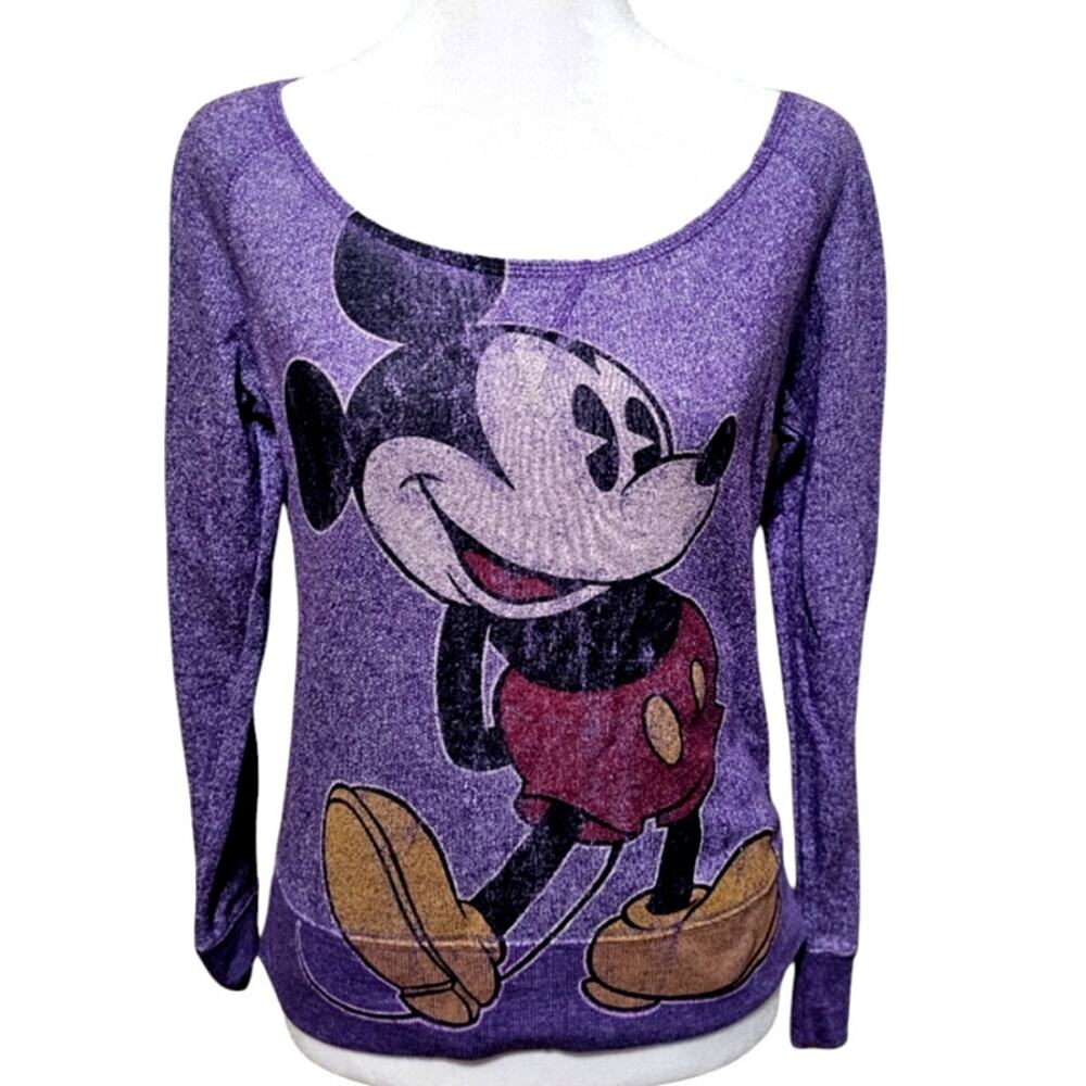 Disney Parks Mickey Mouse Knit Top Vintage 90's Women's Size XS Purple Casual